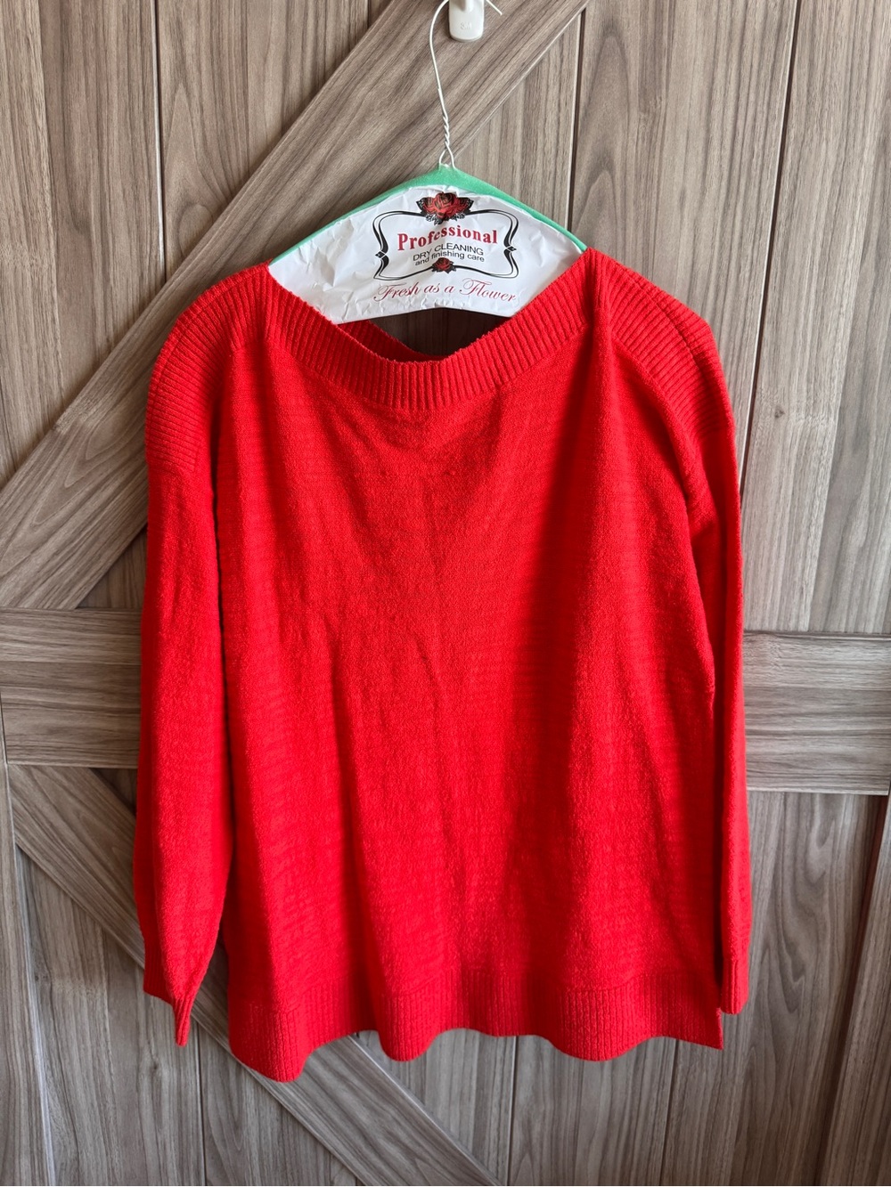 LOFT Red Ribbed Knit Sweater